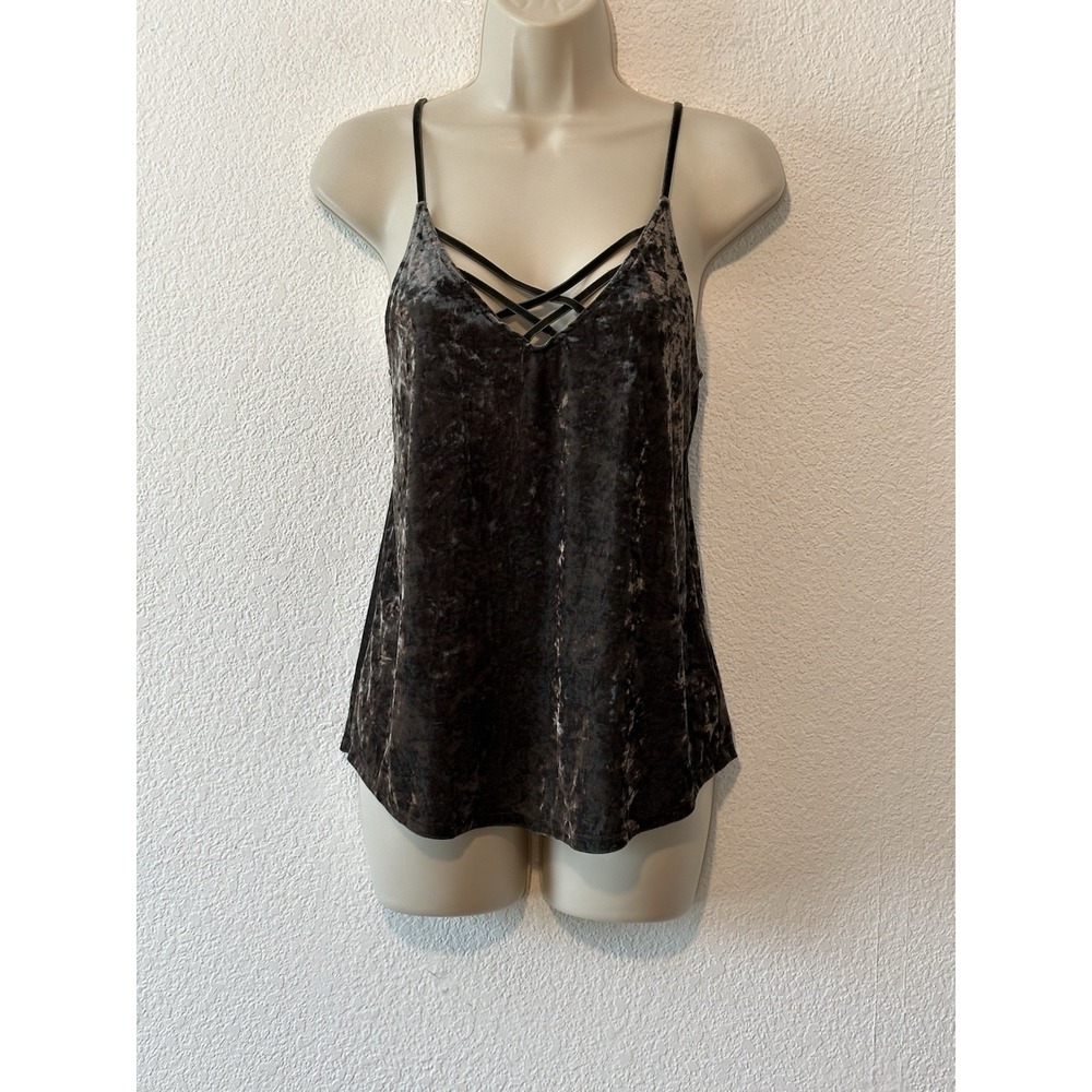 American Eagle Olive Green Crushed Velvet Tank Top Medium Forest Fairy Whimsigot